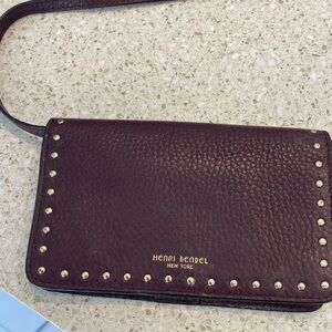 Henri Bendel Smartphone Case Burgandy Studded Leather Cross Body Bag